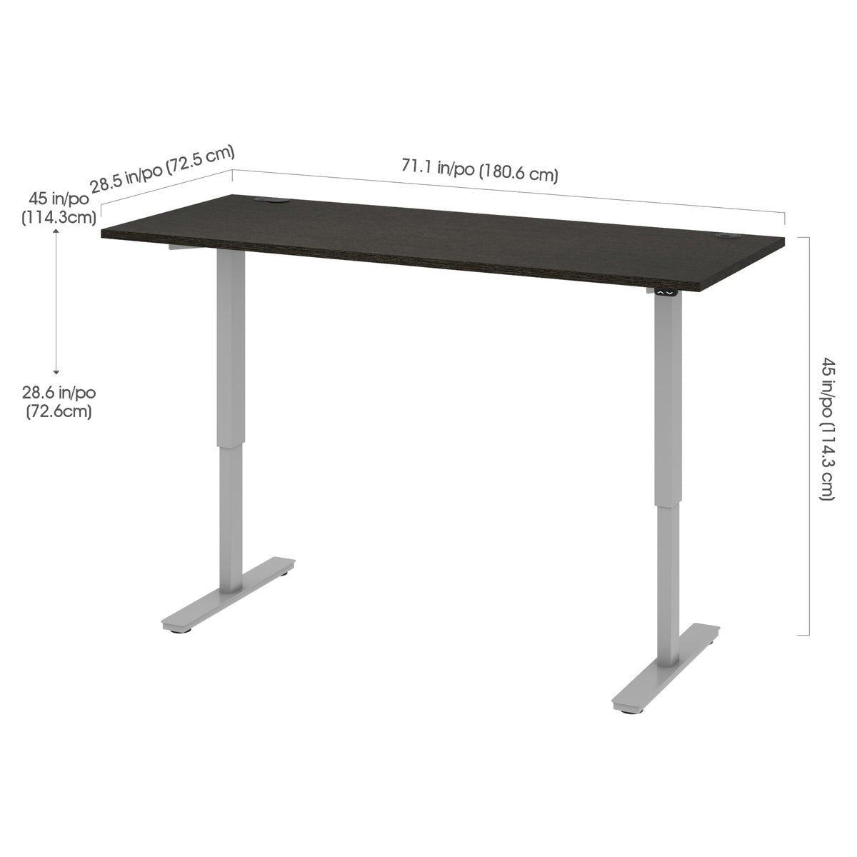 Bestar Upstand 72.4 cm x 182.9 cm (28.5 in. x 72 in.) Height Adjustable Desk