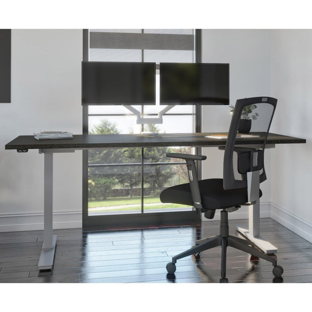 Bestar Upstand 76.2 cm x 182.9 cm (30 in. x 72 in.) Height Adjustable Desk with Dual Monitor Arm