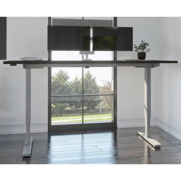 Bestar Upstand 76.2 cm × 182.9 cm (30 in. × 72 in.) Height-adjustable Desk with Dual Monitor Arm