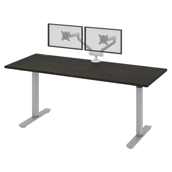 Bestar Upstand 76.2 cm × 182.9 cm (30 in. × 72 in.) Height-adjustable Desk with Dual Monitor Arm