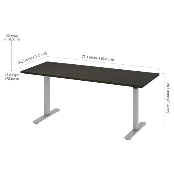 Bestar Upstand 76.2 cm × 182.9 cm (30 in. × 72 in.) Height-adjustable Desk with Dual Monitor Arm