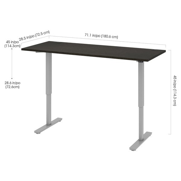 Bestar Upstand 76.2 cm × 182.9 cm (30 in. × 72 in.) Height-adjustable Desk with Dual Monitor Arm