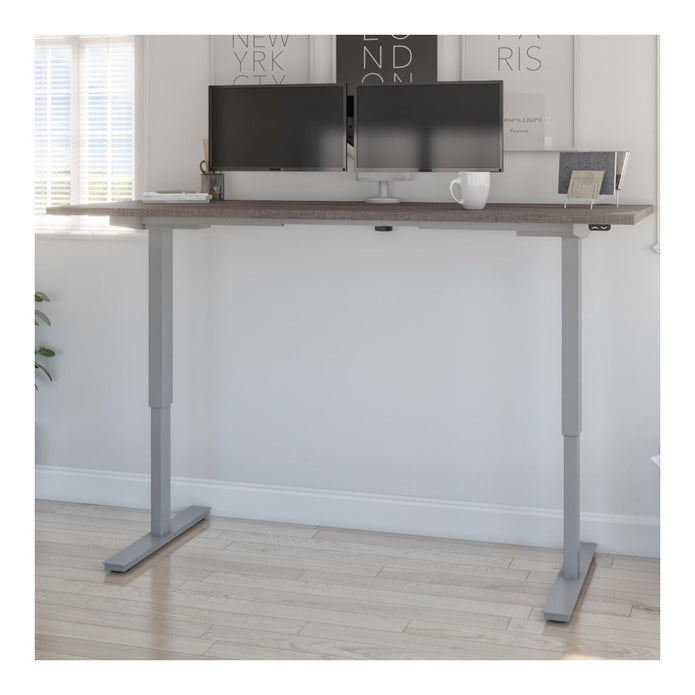 Bestar Upstand 76.2 cm x 182.9 cm (30 in. x 72 in.) Height Adjustable Desk with Dual Monitor Arm