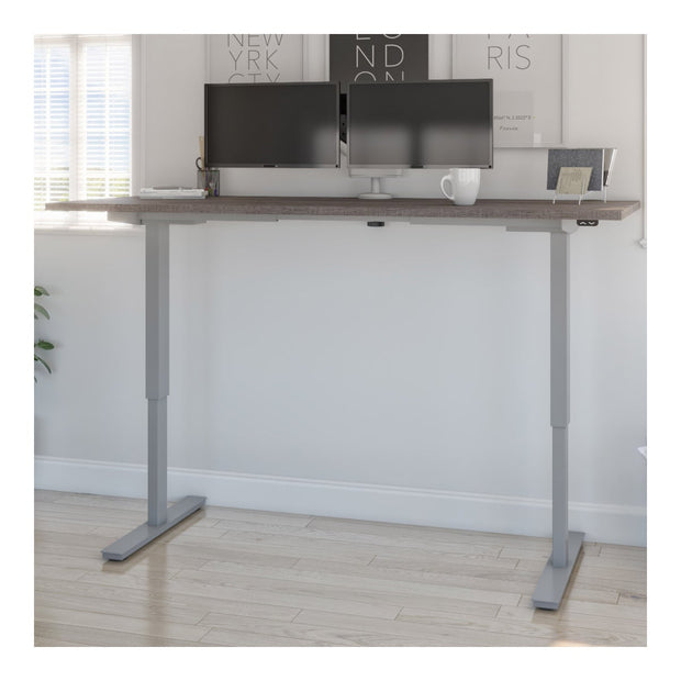 Bestar Upstand 76.2 cm x 182.9 cm (30 in. x 72 in.) Height Adjustable Desk with Dual Monitor Arm