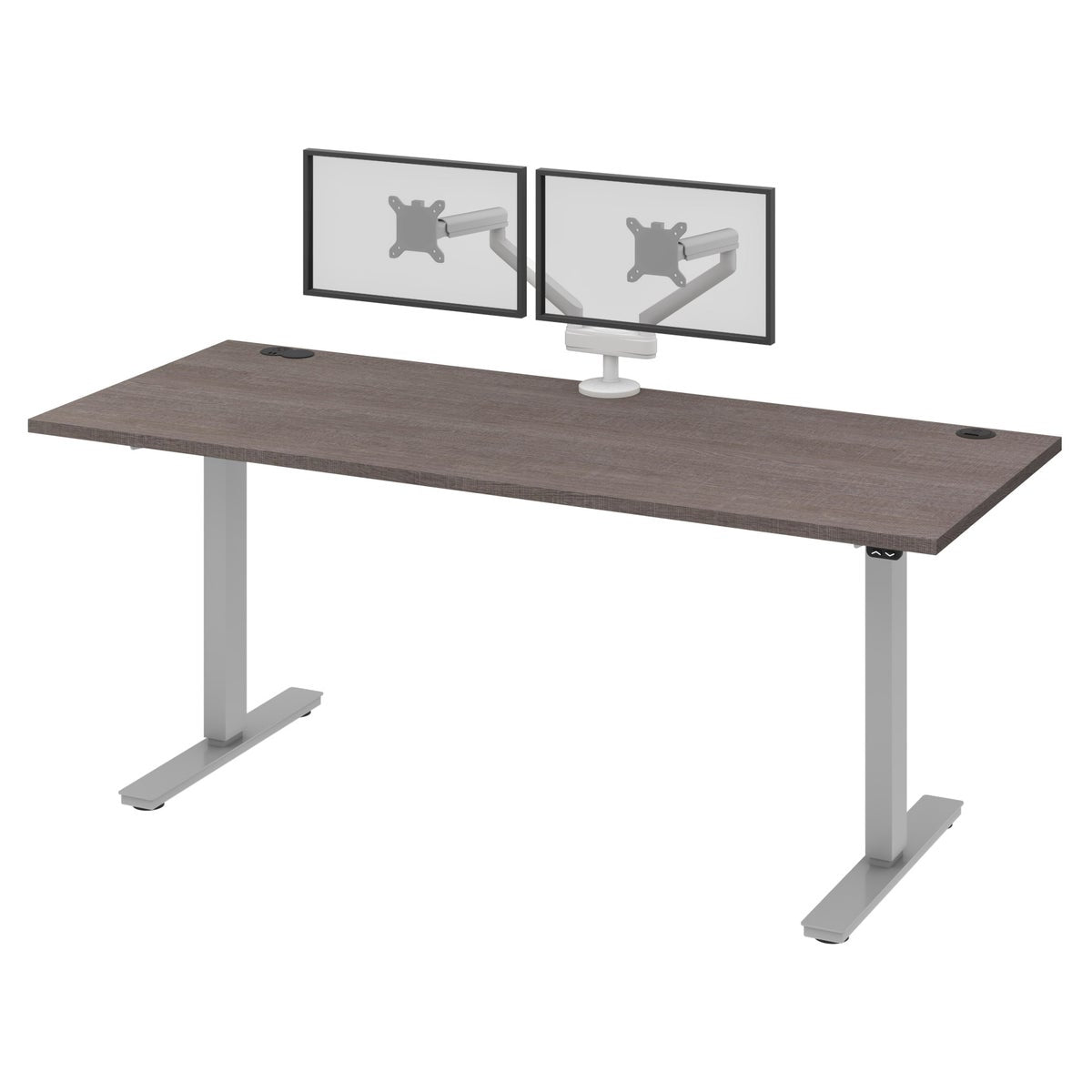 Bestar Upstand 76.2 cm x 182.9 cm (30 in. x 72 in.) Height Adjustable Desk with Dual Monitor Arm