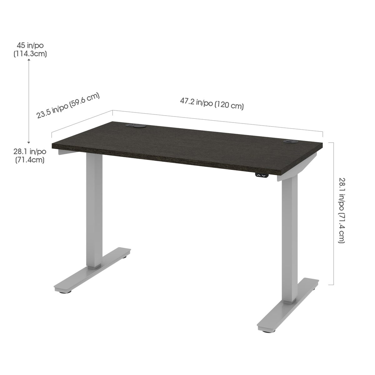 Bestar Upstand 61 cm x 122 cm (24 in. x 48 in.) Height Adjustable Desk with Dual Monitor Arm