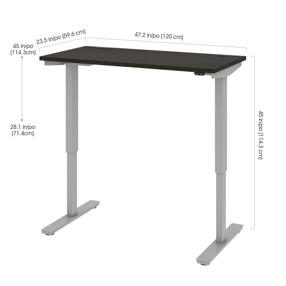 Bestar Upstand 61 cm x 122 cm (24 in. x 48 in.) Height Adjustable Desk with Dual Monitor Arm