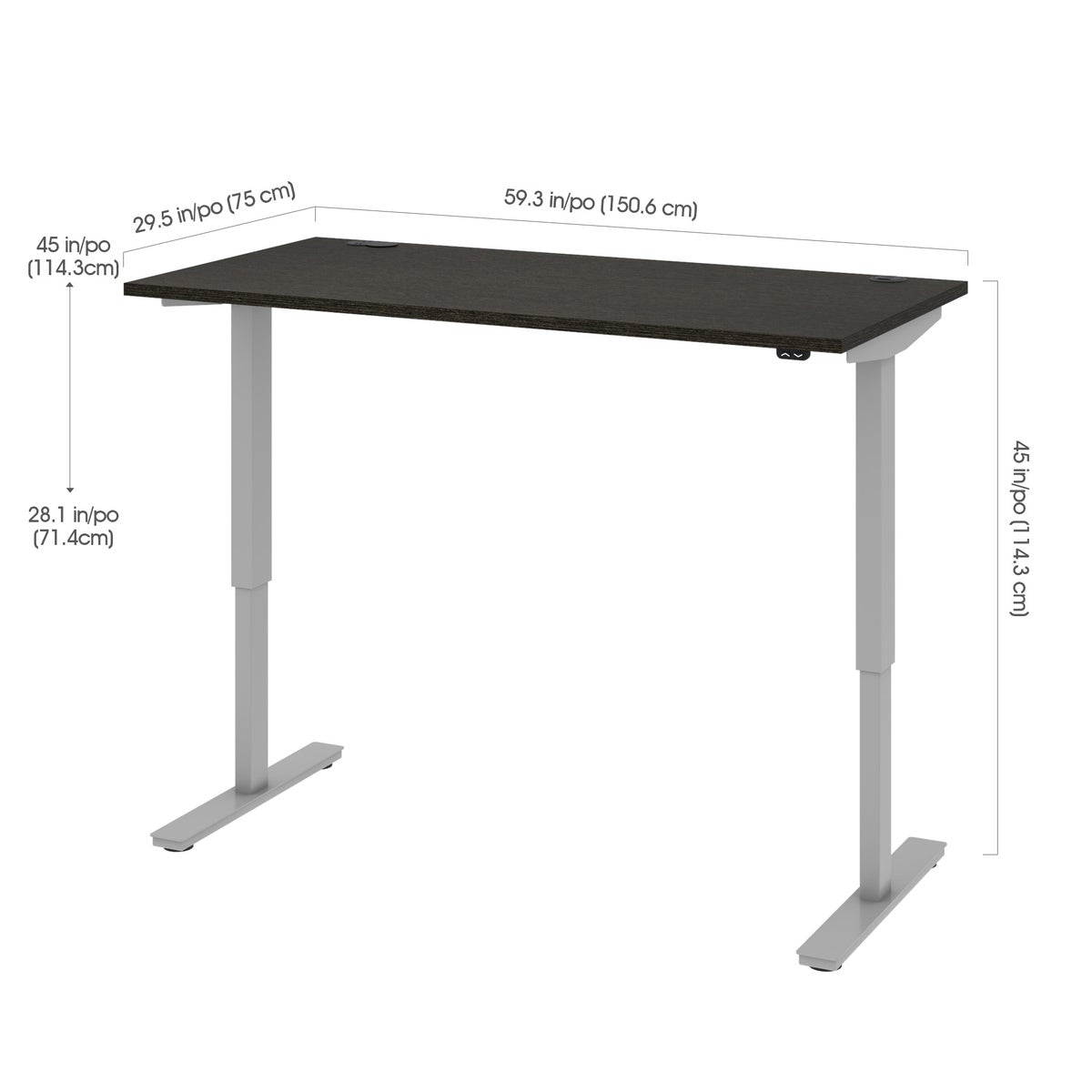 Bestar Upstand 76.2 cm x 152.4 cm (30 in. x 60 in.) Height Adjustable Desk with Dual Monitor Arm