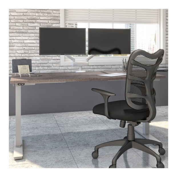 Bestar Upstand 76.2 cm x 152.4 cm (30 in. x 60 in.) Height Adjustable Desk with Dual Monitor Arm