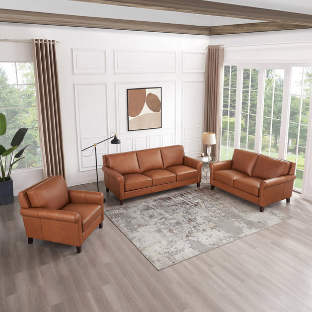 Prospera Home Larsen Top-grain Leather Sofa, Loveseat and Chair