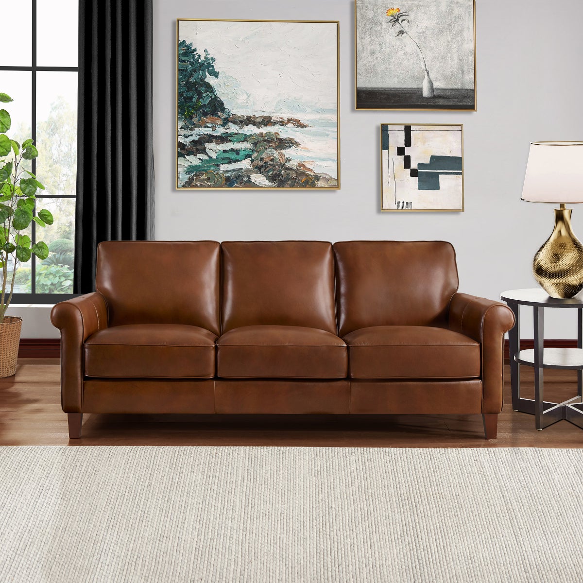 Prospera Home Larsen Top-grain Leather Sofa, Loveseat and Chair