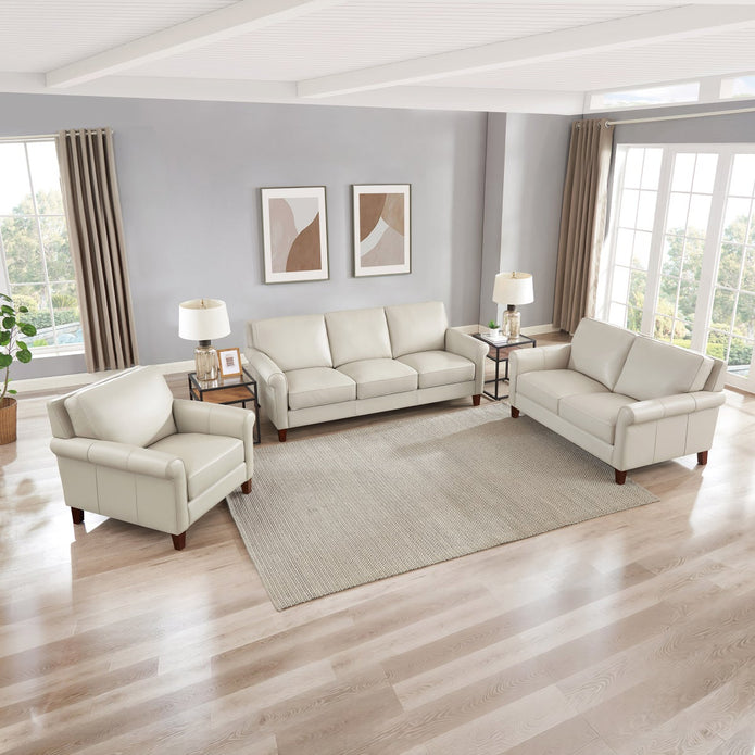 Prospera Home Larsen Top-grain Leather Sofa, Loveseat and Chair