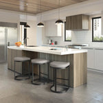 Amisco Lester Black Bar or Counter Stool with Beige Seat