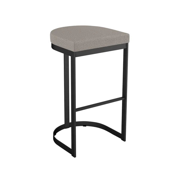 Amisco Lester Black Bar or Counter Stool with Beige Seat