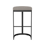 Amisco Lester Black Bar or Counter Stool with Beige Seat