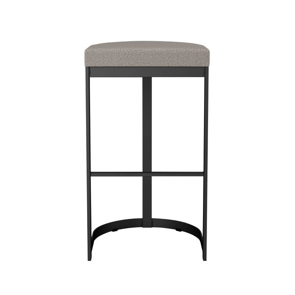 Amisco Lester Black Bar or Counter Stool with Beige Seat