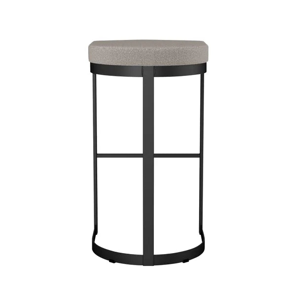 Amisco Lester Black Bar or Counter Stool with Beige Seat