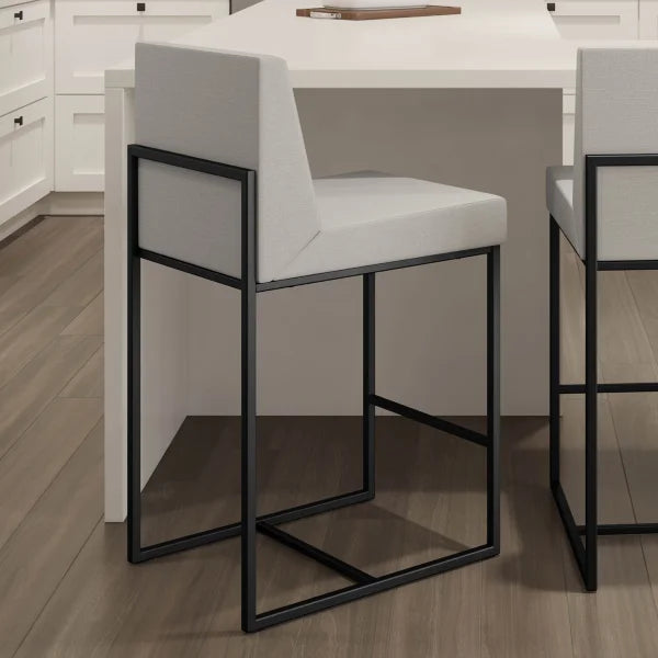 Amisco Derry Black Bar or Counter Stool with Grey Seat