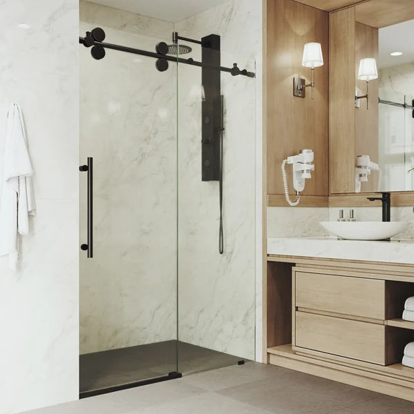 VIGO Elan Adjustable Frameless Sliding Glass Shower Door