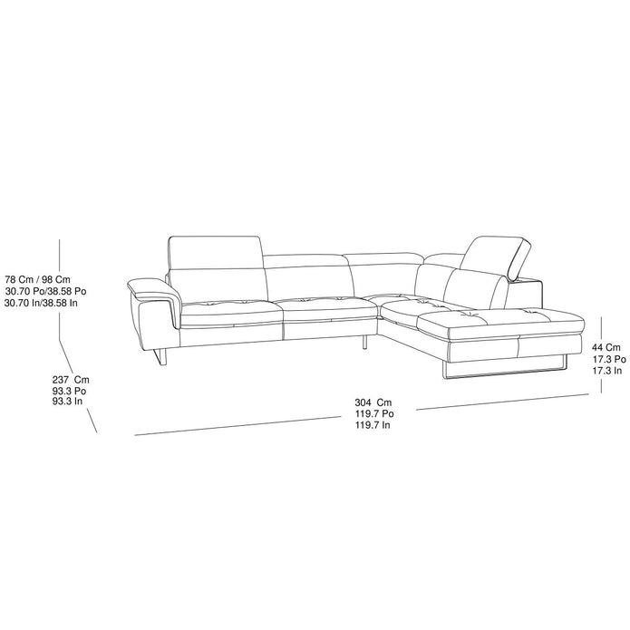 Emma 2-piece Top Grain Leather Right-hand Facing Sectional