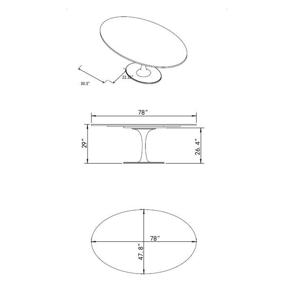 Orchid Oval Solid Quartz Dining Table, 198 cm (78 in.)