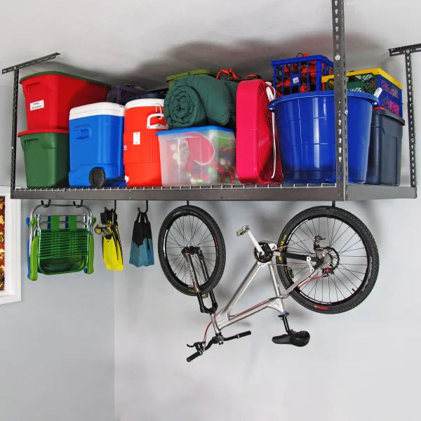 SafeRacks 4 ft. × 8 ft. Overhead Garage Storage Rack and Accessory Kit