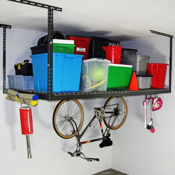 SafeRacks 4 ft. × 8 ft. Overhead Garage Storage Rack and Accessory Kit