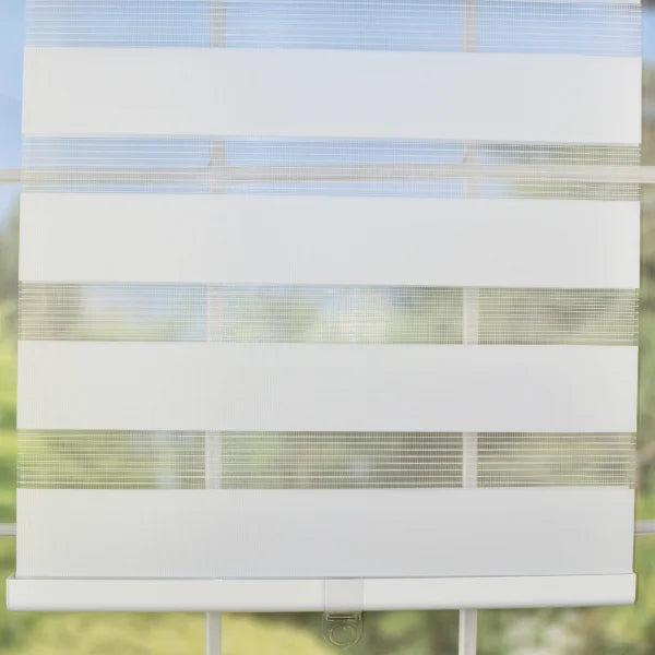 Zebra Sheer Weave Privacy Roller Blinds, Eggshell White