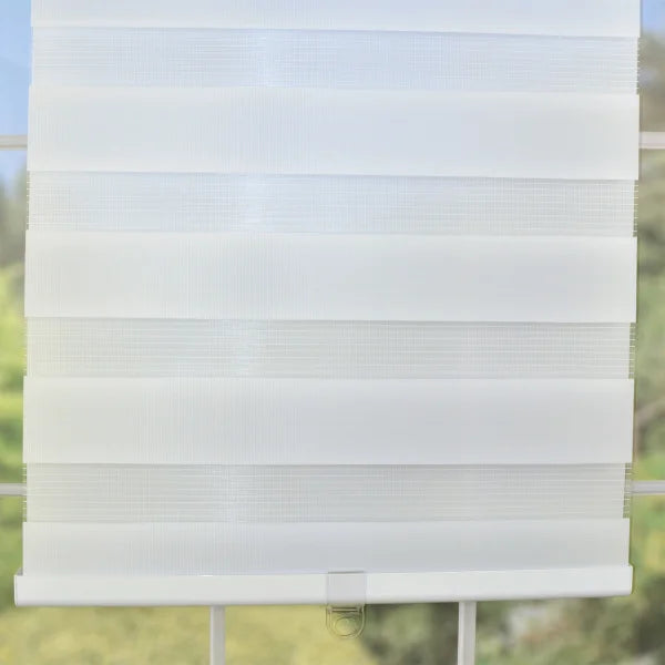 Zebra Sheer Weave Privacy Roller Blinds, Eggshell White