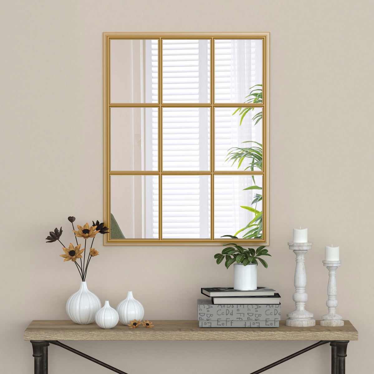 Appollo Clifton Modern 71 cm x 91 cm (28 in. x 36 in.) Window Metal Framed Mirror