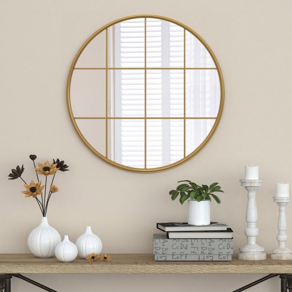 Appollo Harlow Modern 71 cm (28 in.) Round Window Metal Framed Mirror