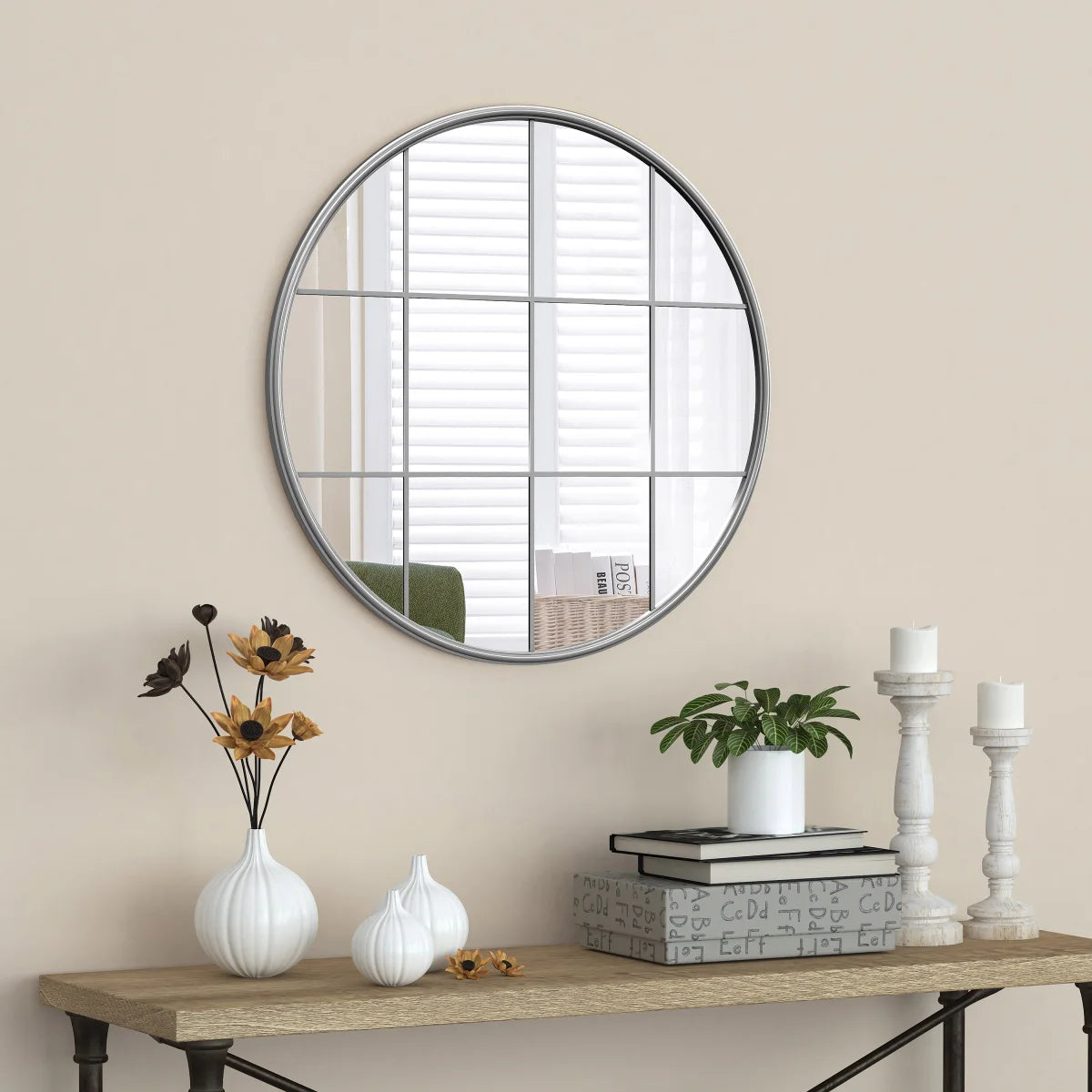 Appollo Harlow Modern 71 cm (28 in.) Round Window Metal Framed Mirror