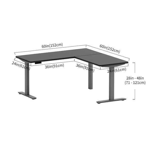 Motionwise Modern L-shape Height Adjustable Desk with 3 Table Columns
