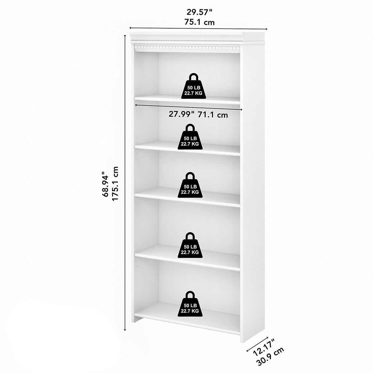 Bush Furniture Fairview Tall 5-Shelf Bookcase