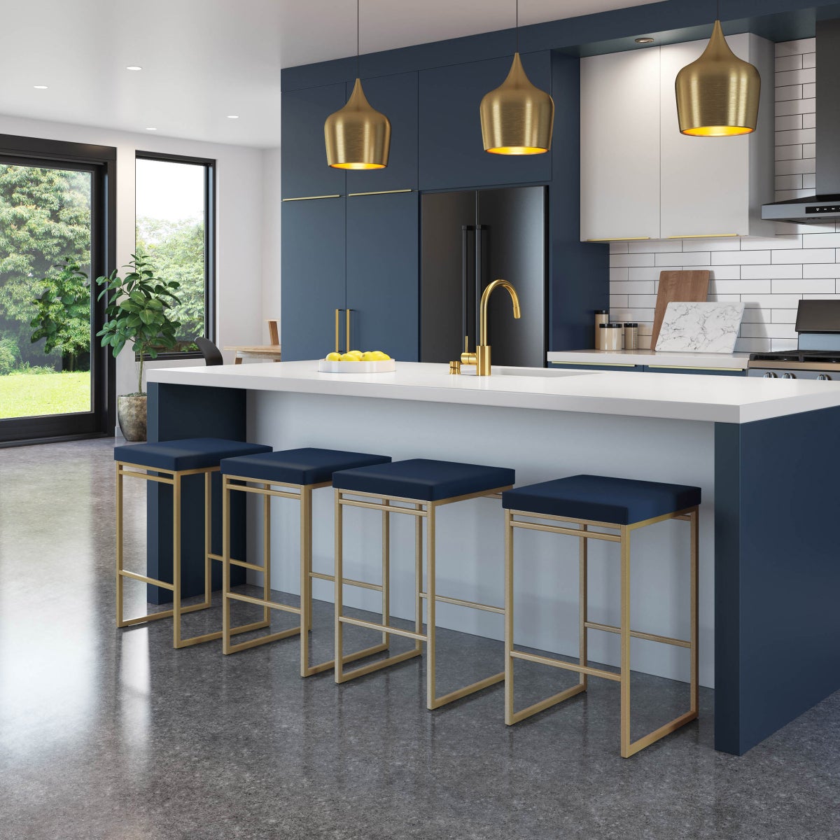Amisco Easy Modern Counter Stool Blue Seat