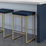 Amisco Easy Modern Counter Stool Blue Seat and Black Base