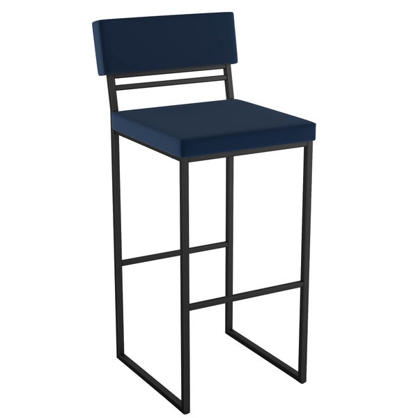 Amisco Everly Modern Counter Stool, Blue Seat and Black Base
