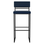 Amisco Everly Modern Counter Stool, Blue Seat and Black Base