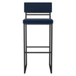 Amisco Everly Modern Counter Stool, Blue Seat and Black Base