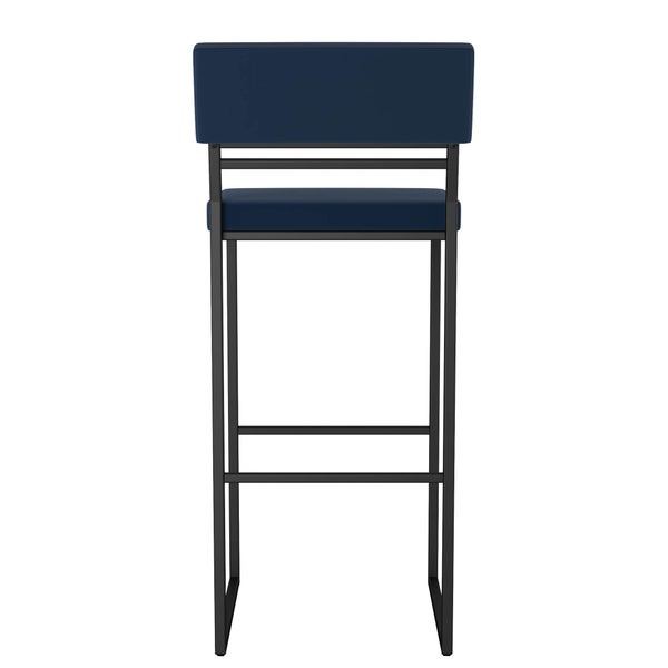 Amisco Everly Modern Counter Stool, Blue Seat and Black Base