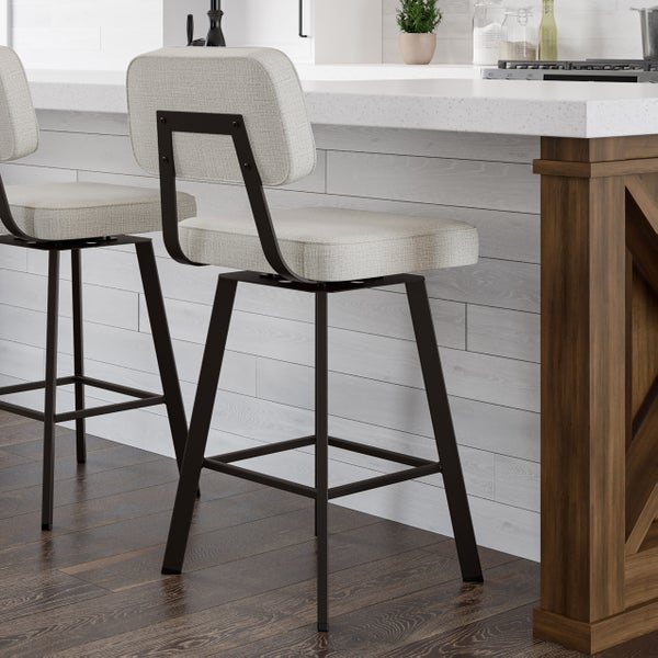 Amisco Clarkson Modern Grey and Beige Swivel Bar or Counter Stool