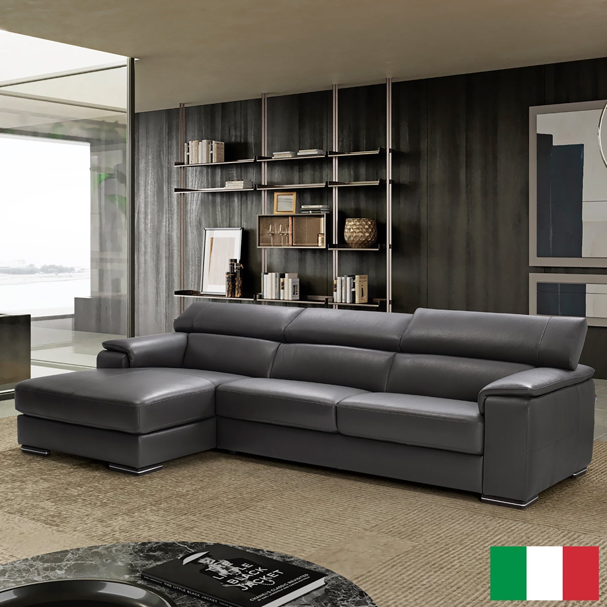 Magnum 2-piece Top Grain Leather sectional with Left Hand Facing Chaise