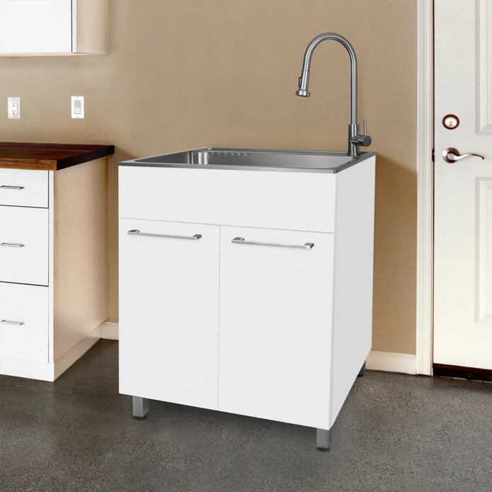Transform 28 in. All in One Utility Sink with Cabinet and Stainless Steel Faucet