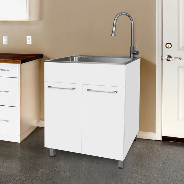 Transform 28 in. All in One Utility Sink with Cabinet and Stainless Steel Faucet