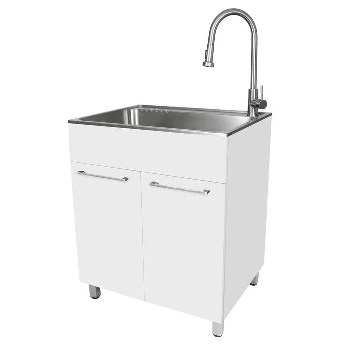 Transform 28 in. All in One Utility Sink with Cabinet and Stainless Steel Faucet