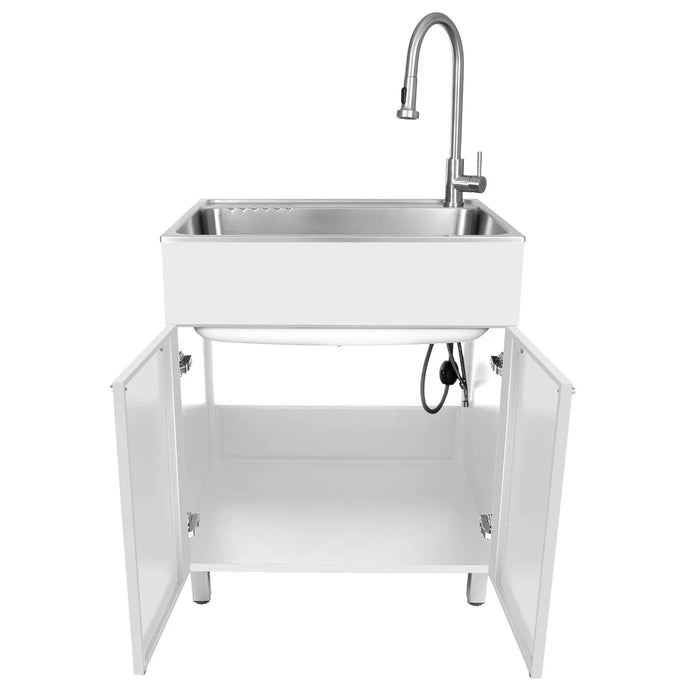 Transform 28 in. All in One Utility Sink with Cabinet and Stainless Steel Faucet