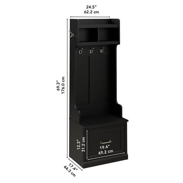 Bush Woodland Hall Tree and Shoe Bench with Drawer