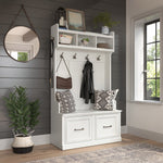 Bush Woodland Hall Tree and Shoe Storage Bench with Doors