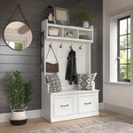 Bush Woodland Hall Tree and Shoe Storage Bench with Doors