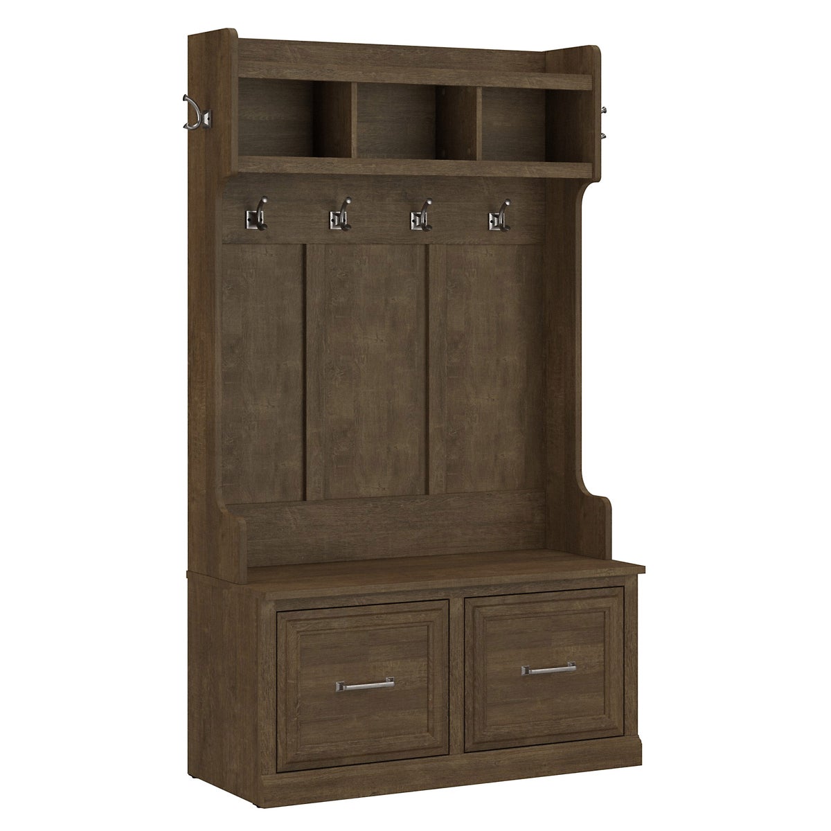 Bush Woodland Hall Tree and Shoe Storage Bench with Doors